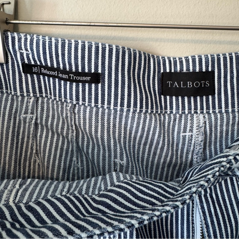 Talbots Size 16 Wide Leg Trouser Jeans - Railroad Stripe - Picture 3 of 7